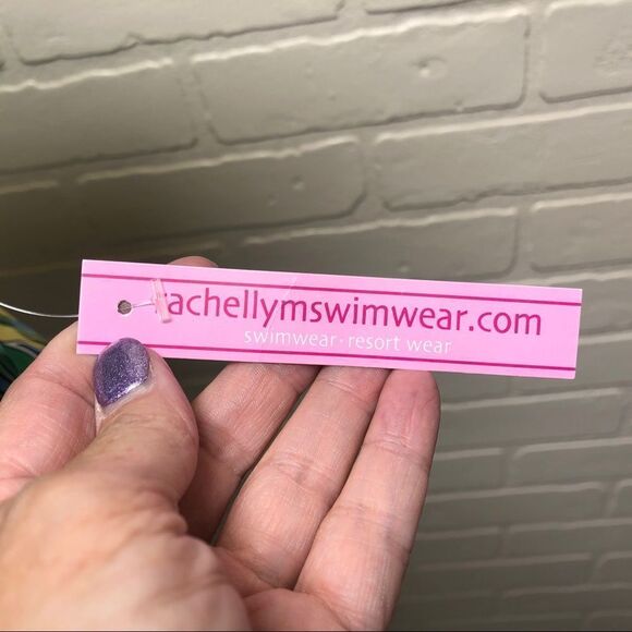 NWT Rachel Lym Couture Resort Swimwear Cover Up Crista Green One Shoulder Top - Picture 9 of 11